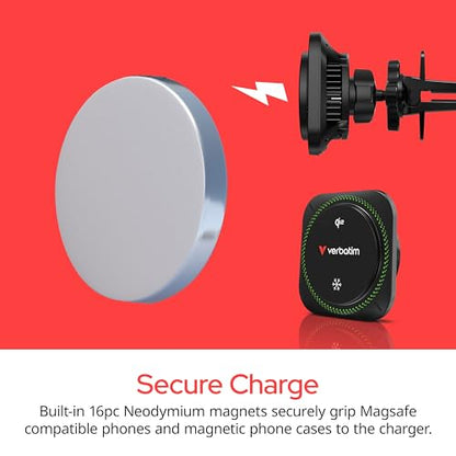 Verbatim Charge 'n’ Drive Qi2 Magnetic Wireless Car Charger – RGB Lighting - style: Qi2 Magnetic Wireless – RGB Lighting