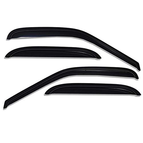 Lightronic Extra Durable Tape-on Auto Vent Window Visor, Fit 2000-2006 Chevrolet Tahoe & GMC Yukon, 2001-2006 Yukon Denali, 2002-2006 Cadillac Escalade, Original Wind Deflector Rain Guard, Smoke, 4Pcs - size: Outside Mount