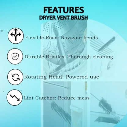 Dryer Vent Cleaner Kit – Flexible Lint Brush for Household Cleaning, Long Refrigerator Coil Brush, Dust & Pet Hair Remover (1-Pack) - size: 1 pack