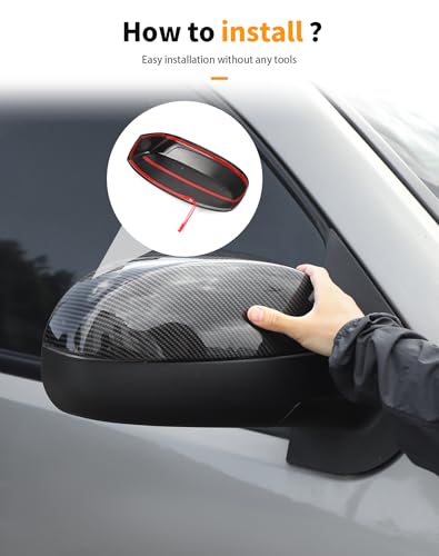 Carbon fiber Upper Mirror Caps Covers Compatible with 2007-2014 Chevy Silverado GMC Sierra Avalanche Tahoe Suburban Yukon Escalade ESV Side View Upper Mirror Cover Caps (Left Right) - color: Carbon Fiber (Half upper mirror cover)