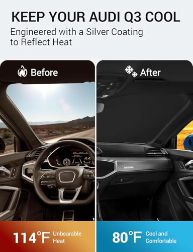 Proadsy Windshield Sun Shade for Audi Q3 2019-2025 2026 Foldable Front Sunshade Protector Sun Visor Keep Car Cooler Accessories - size: Audi Q3 2019-2026