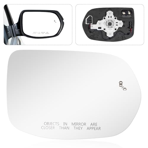 Mirror Glass Compatible with CRV 2017 2018 2019 2020 2021 2022, Right Passenger Side Rear View Convex Mirror Glass with Blind Spot Detection System, Heated, Backing Plate and Mounting Bracket - size: Passenger Side