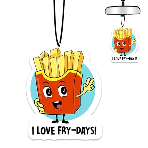 French Fries Air Freshener Hanging for Car Scented Ornaments Mirror Cute Car Fresheners French Fries Car Accessories Auto Interior Decor Scent Home Bathroom Closet Frie Gifts for Women Men - color: French Fries