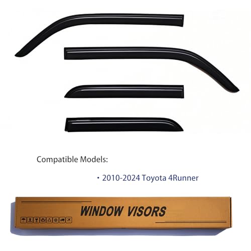 Window Visors Rain Guards fits 2010-2024 Toyota 4runner, Out-Channel Side Window Wind Deflectors Vent Shades Accessories, Dark Smoke 4 Pcs, 11 12 13 14 15 16 17 18 19 20 21 22 23 - size: 2010-2024 Toyota 4runner