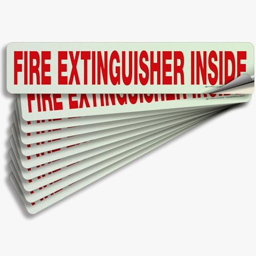 iSYFIX Fire Extinguisher Inside Sticker Sign – 10 Pack 12x2.5 Inch – Self-Adhesive Reflective Vinyl Decals, Laminated UV, Weather, Scratch, Fade Resistance, for Cars, Trucks, Trailers & Vehicles - color: White Reflective, size: 12x2.5 (10 Pack)