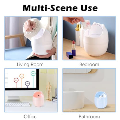 3 Pack Cute Mini Trash Can, Desktop Trash Can with Lid, Small Garbage Can with 180 Trash Bags, Tiny Countertop Wastebasket for Kids, Kawaii Waste Bin for Office Bedroom Bathrooms Desk Car - color: Style 1, 3Pcs