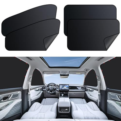 ZATOOTO Car Window Shades - 4 Pack Car Window Covers 99% UV Light Block Side Window Sun Shade Magnetic Curtains Keeps Cooler Privacy for Breastfeeding Taking a nap Camping - color: Black