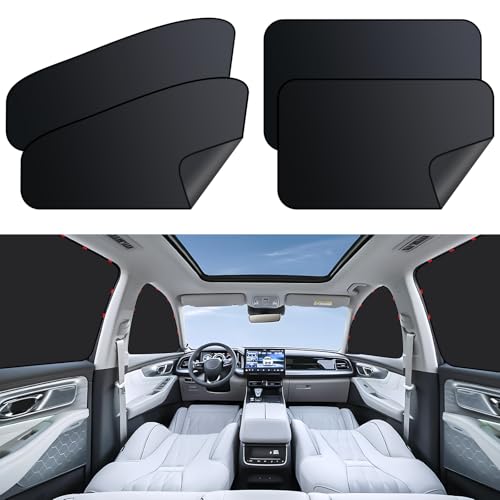 ZATOOTO Car Window Shades - 4 Pack Car Window Covers 99% UV Light Block Side Window Sun Shade Magnetic Curtains Keeps Cooler Privacy for Breastfeeding Taking a nap Camping - color: Black