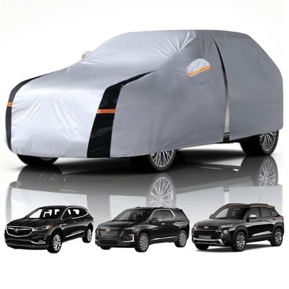 Large SUV Car Cover Waterproof All Weather, 10 Layers Outdoor Car Covers for SUV - Sun & Rain Protector Full Exterior Covers. Custom Fit Buick Enclave, Chevrolet Traverse, Tahoe, Trailblazer, etc - size: S4 Fit SUV/Jeep 201"-211" (See Size Chart)