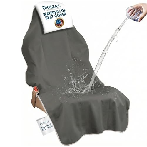 Dri Seats Waterproof Car Seat Cover – Premium Sweat Towel with Slip Resistant Backing for Front Seats in Cars, Trucks, SUVs – Universal Seat Covers & Liner, Easy Install (Gray, Large) - color: Gray, size: Large