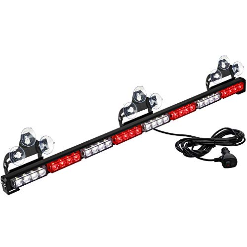 ASPL 36" 32LED Traffic Advisor Light Bar Warning Emergency Strobe Light Bar Directional Flashing Emergency Caution Lighting Led Safety Lights with 16 ft Straight Cord (Red/White) - color: Red/White
