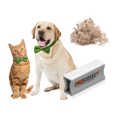 FurDozer Pet Hair Remover & Auto Detailing Tools - Cat & Dog Hair Remover for Carpets, Car Interiors, Couches, Bedding, & Pet Furniture (Gray, X3 MINI - 3.5" Long) - color: Gray, size: X3 MINI - 3.5" Long