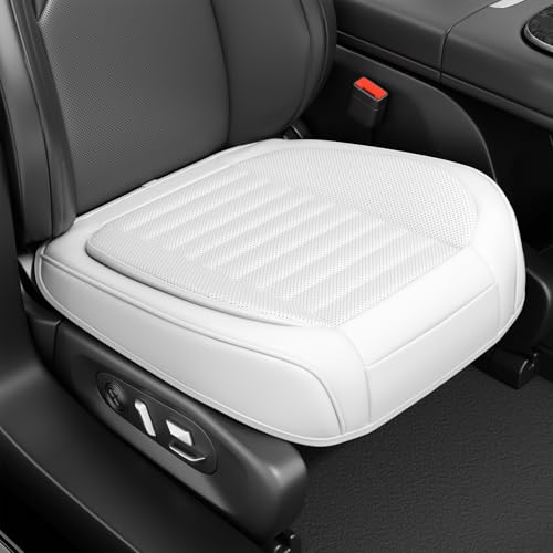 2 Pack Car Bottom Seat Covers, Luxury Leather Front Seat Covers, Breathable and Waterproof Automotive Bottom Seat Covers, Universal Anti-Slip Seat Covers Fit for Most Vehicles (White-2 PCS) - color: Bright white-2 PCS