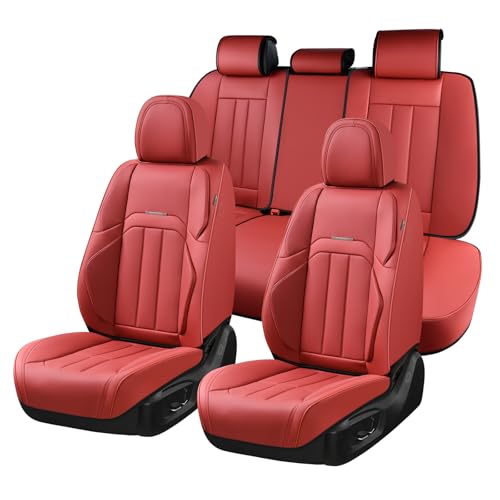 Coverado Car Seat Cover, Cover for Cars Full Seat, Premium Leather, Universal Fit Waterproof Seat Protectors, Car Seat Cushion Non-Slip for Most Cars-Red - color: Red, size: FullSet