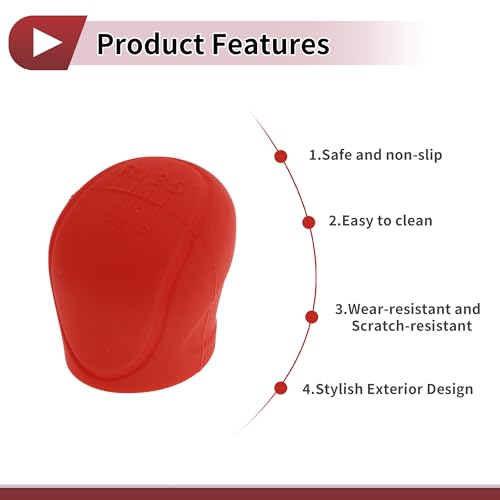 Gear Shift Knob Cover Universal for Car SUV Truck RV Insert Stick Shifting Handle Protector Silicone Red - color: Red
