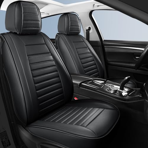 HChengkikz Car Seat Covers Full Set, Waterproof Faux Leather Automotive Seat Covers for Cars, Breathable Universal Car Seat Covers Protectors for Sedan SUV Truck (5 PCS Full Set, Black) - color: Style2 Black, size: Full Seat