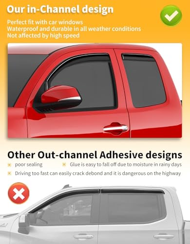in-Channel Window Rain Guards Fit for Toyota Tacoma 2016-2023 Double Cab, Extra Durable Window Visors Window Deflectors Vent Visors Vent Shades Truck Car Accessories-4 pcs 2-Q05 - size: Fit for 2016-2023 Toyota Tacoma Double Cab
