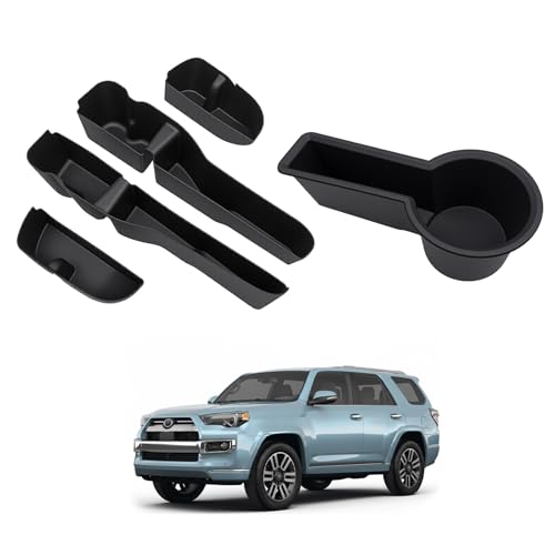 Lower Door Storage Cup Holder Fits for 2014-2024 Toyota 4Runner Door Insert Pocket Center Console Coaster Cup Mat Compatible with 4Runner Interior Accessories Organizer Storage Tray 5PCS - size: 14-24 Door+Cup
