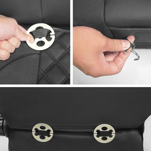 1 Pack PU Leather Quilting Front Car Seat Cover, Anti-Slip Full Wrap-Around Bottom Seat Protector Cushion with Storage Pocket, Universal Fit for Most Vehicles - Black - color: Black