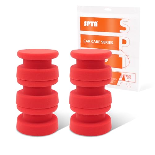 SPTA Tire Shine Applicator, 6Pcs Foam Applicator Pads, Round Shape Side Pressing Hand Polishing Sponge Pads Kit Tire Shine Applicator Pad Tire Dressing Applicator Pad for Applying Tire Shine - color: 6pcs Foam Applicator Pads