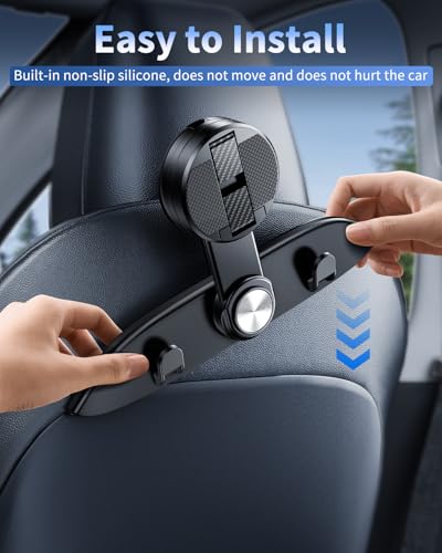 1 Pack Car Seat Hooks & Phone Mount for Tesla Model Y(Juniper) Model 3(Highland) Accessories 2026 2025 2024 2023 2022 2021, Multifunction Clip Phone Holder| Car Seat Back Storage Hook Purse/Bag - color: Metallic Black