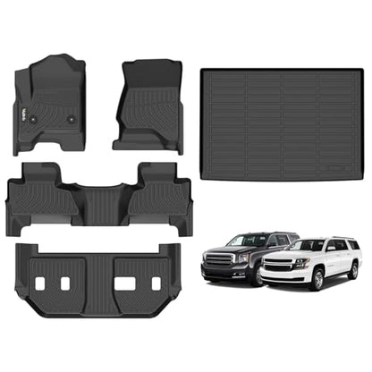 Floor Mats & Cargo Liner for Chevrolet Suburban & Yukon XL 2015-2020 All Weather Custom Fit Chevy Suburban & Yukon XL 2015-2020 Waterproof Durable Easy to Clean Accessories - style: 30|For Suburban/Yukon XL | 2015-2020 | Set