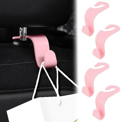 4 PCS Car Seat Hooks Set,Universal Car Headrest Hooks for Bags Purses Groceries, Back Seat Organizer Hanger,Pink - color: Pink