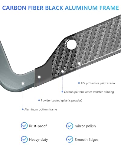 Carbon Fiber License Plate Frames- Black Carbon Pattern Aluminum Front & Rear Car Tag Holder Cover 2 Pack with Mount Hardware, Screws, Caps, Handlebar Stickers - style: Carbon Fiber-Aluminum-4 Hole