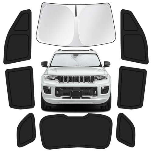 for Jeep Grand Cherokee 2011-2021 Car Window Shades, 8pcs Privacy Sun Shade Set for Front Windshield Side and Rear Windows, Full Window Covers Keeps Vehicle Cool for Camping Napping - size: fit for Jeep Grand Cherokee 2011-2021