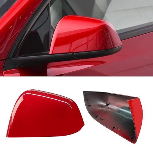 Jaronx Compatible with Tesla Model Y Side Mirror Cover Replacement 2020 2021 2022 2023 2024, Left Driver Side Door Wing Red Rearview Mirror Cover Cap for Tesla Model Y Accessories - color: Red, size: Left