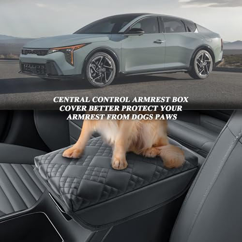 BIBIBO for 2025 Kia K4 Center Console Armrest Cover 2025 Kia K4 EX/LX/GT-Line/GT-Line Turbo Arm Rest Cover 2025 Kia K4 Accessories 2025 K4 Armrest - color: Black-for 2025 Kia K4