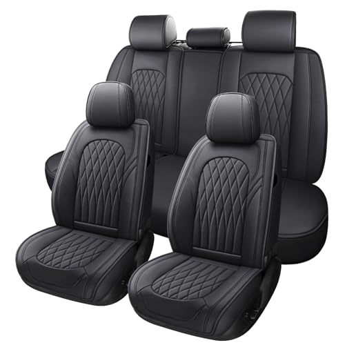 WELLDO Car Seat Covers Full Set, Leather Seat Covers for Cars, Car Seat Protector Waterproof, Non-Slip Car Interior Covers Full Set Universal Automotive Seat Covers for Most Cars SUVs, Black - color: Black, size: Full Set