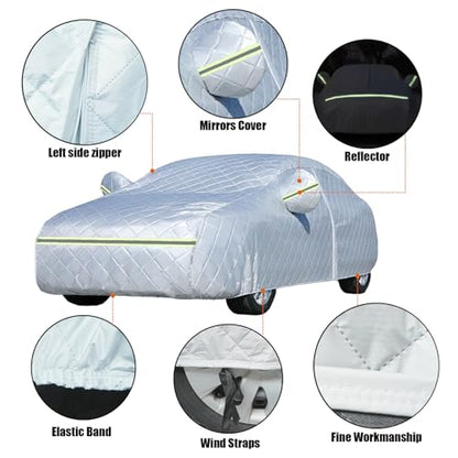 7 Layers Waterproof Heavy Duty Car Covers for Automobiles All Weather Season Anti-Hail UV Protection Snowproof Outdoor 11.7LBS Full Cover Universal Fit Sedan 186" to 193" - size: Sedan-Length (186"-193")