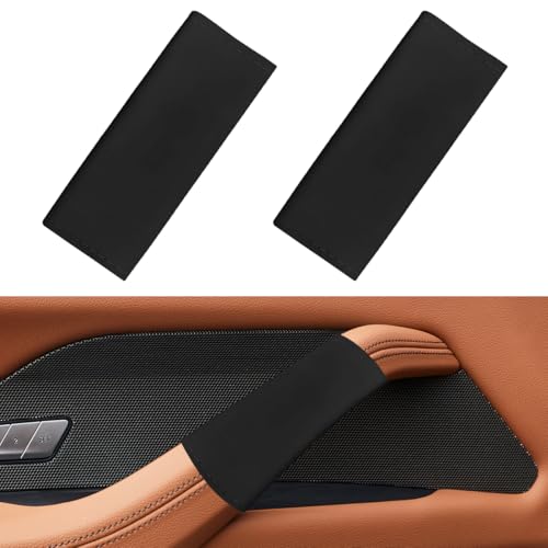 YoRise 2PCS Car Grab Handle Cover, PU Leather Inner Door Pull Handle Gloves, Anti-Scratch Front Rear Door Grip Protector, Universal Auto Interior Decoration Accessories for Car Truck SUV (Black) - color: Black