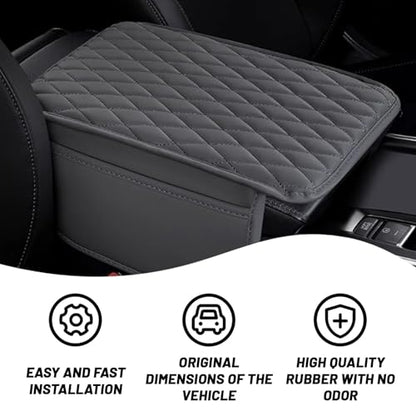 Car Center Console Cover, Upgraded Leather Arm Rest Cover for Car SUV, Car Middle Armrest Console Cover with 2 Storage Bags Scratch Resistant Waterproof Universal Car Accessories (Gray) - color: Gray