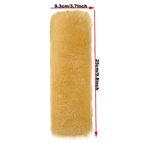 U&M 2 Pack Genuine Sheepskin Auto Seat Belt Cover for Adult Youth Kid Toddlers -Soft Warm Car, Truck, SUV, Camera Backpack Strap Shoulder Pad Wool Fluffy - color: Beige