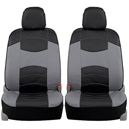 BDK Soft & Smooth Leatherette Sideless Front Car Seat Covers Fit for Car SUV Van (Black & Gray)- Easy Installation Cover - color: Black & Slate Gray