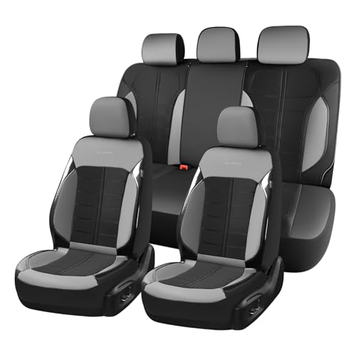 Coverado 3D Air Mesh Car Seat Cover Full Set, Sports Carbon Fiber Design, Breathable Seat Protectors Airbag Compatible Comfort Universal for Most Cars, Van,Trucks, SUV, Black&Grey - color: Black&Gray, size: Full Set