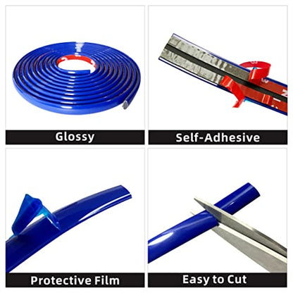 16Ft Dark Blue Car Motor Bike Self-Adhesive Exterior and Interior Molding Trim Universal Dashboard Bumper Window Door Body Side Decorative Strip Scratch-Proof (Width: 1/2 inch (12mm)) - style: Width: 1/2 inch (12mm)