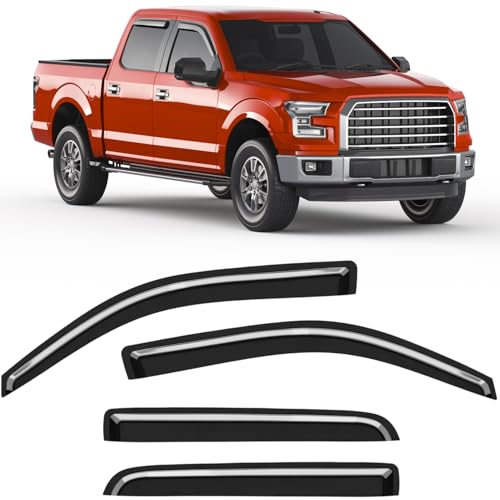 Tape-on Rain Guards Fit for Ford F150 SuperCrew SVT Raptor 2009-2014 Extra-Thick Window Rain Guard Window Deflectors Window Vent Visors Truck Vent Shades Exterior Car Accessories-4PCS - size: Fit for 2009-2014 F150 SuperCrew