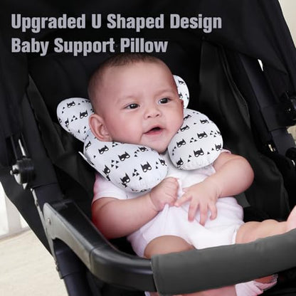 KAKIBLIN Baby Travel Pillow for Head and Neck, Upgraded Baby Support Pillow, Baby Neck Pillows for Car Seat,Pushchair,Travel, Grey - color: Grey