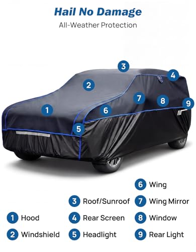 JOYTUTUS Hail Protector Car Cover for SUV (192-201 inch), Thick EVA Padded Anti-Hail Cover, Waterproof All Weather Hail Protection Car Cover - size: SUV (192-201 inch)