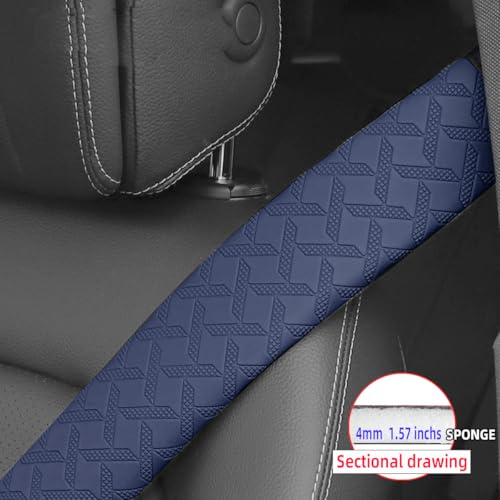 2PCS Extra Long Car Seatbelt Cover, 29.53 inches Soft Leather Vehicle Safety Seat Belt Strap Cushion, Comfortable Auto Shoulder Neck Chest Protection Pads Accessories, Extremely Long (Blue) - color: Blue/29 inches