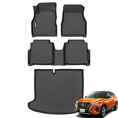 Binmotor-Floor Mats & Cargo Liner Set for Nissan Kicks 2024 2023 2022-2018, All Weather Mats Cargo Trunk Mat Waterproof Car Mats for Nissan Kicks Accessories Custom Fit - style: 1) Car Mats for Nissan Kicks (2018-2024)