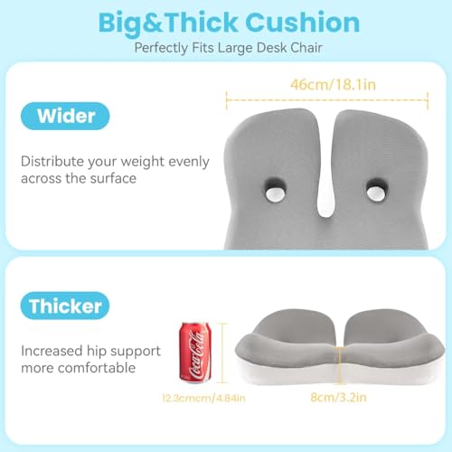 Seat Cushion,Office Chair Memory Cushion, Ergonomic Design, Relieve Sciatica and Long-Term Sitting Pain, Suitable for desks, car Seats, Games, wheelchairs - color: Gray