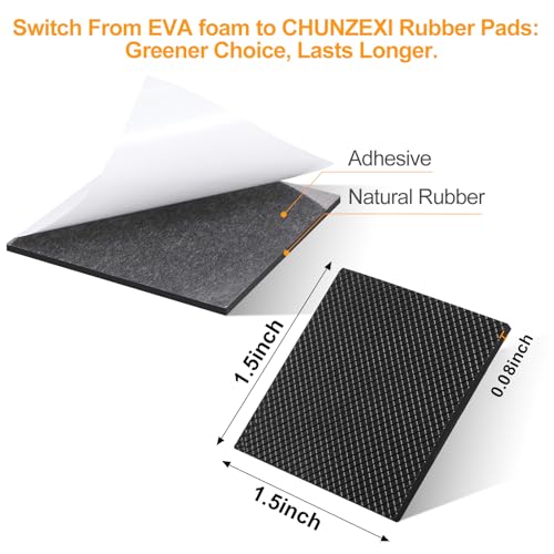 CHUNZEXI Non Slip Rubber Furniture Pads & Grippers, Self Adhesive Round Floor Protectors for Chair & Table Legs and Feet, 1.5 Inch, 32 Pack, Square - size: 1.5 inch 32 Square