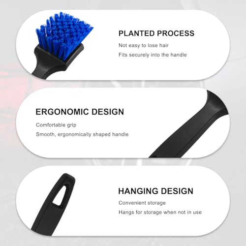 Car Carpet Cleaning Brush, 8.5-Inch Tire Cleaner Scrub Brushes with Stiff Bristles, Wheel Hub Scrub Brush Exterior Washing Supplies for Sedan SUV Truck, Car Accessories (Blue) - color: Blue