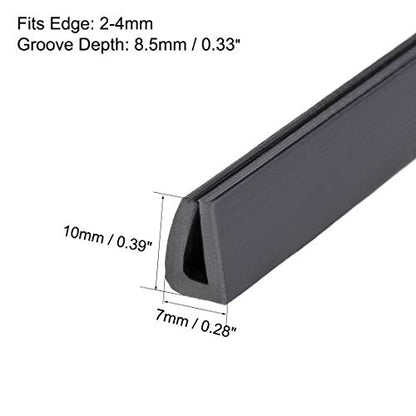 uxcell Edge Trim U Seal Extrusion, Silicone Black U Channel Edge Protector Sheet Fits 5/64-5/32inch Edge 1M/3.28Ft Length - size: 1000mmx7mmx10mm