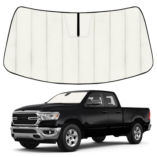 Windshield Sun Shade for Dodge RAM1500 2019-2025 2026, Front Window Visor Accessories, Accordion Folding Design Blocks Heat & UV Rays Maintain Cool Interior and Save Space - size: Dodge RAM1500 2019-2026