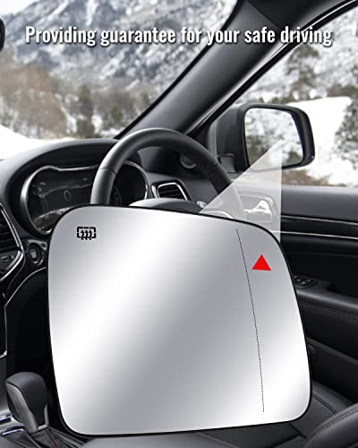 Passenger Side Mirror Glass Heated with Blind Spot Detection & Power Heated Fits for Jeep Grand Cherokee Dodge Durango 2011-2021, Right Rearview Mirror Lens with Holder - size: Passenger Side